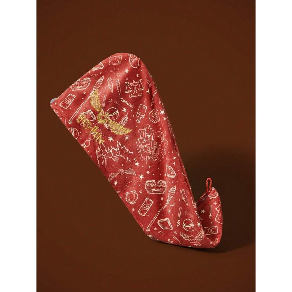 Harry Potter Red& Gold Fleece Embroidered Golden Snitch Hair Towel Wrap